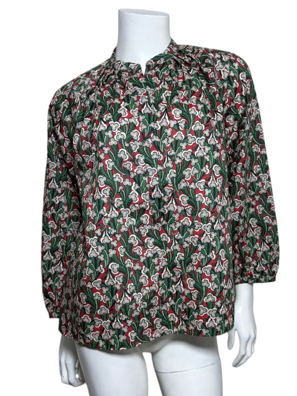 ANN MASHBURN Sienna Top Crimson Multi Laith Liberty Fabric Blouse XS $295